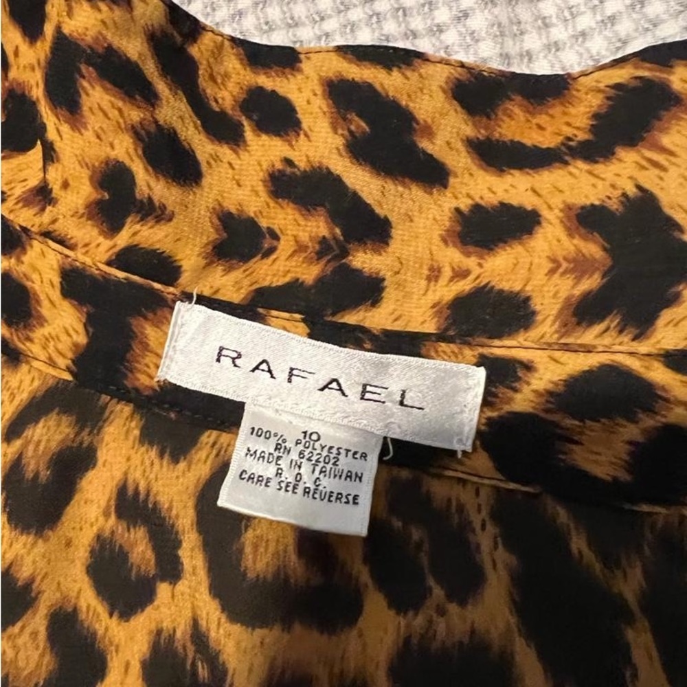 Rafael Leopard Print Button Up Blouse Size 10 - image 3
